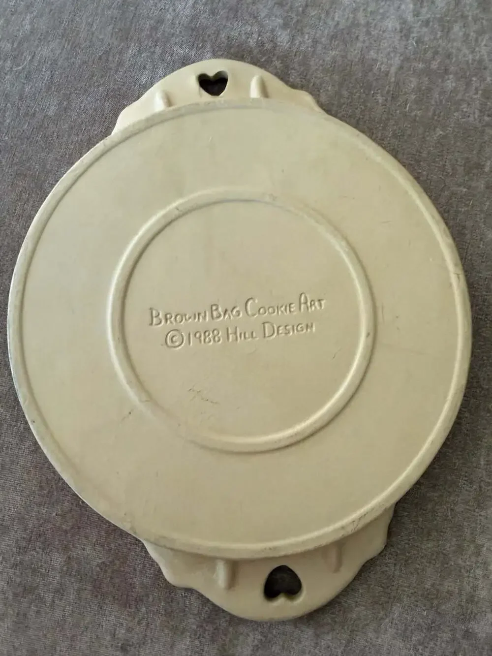 1988 Brown Bag Cookie Art Stoneware Cookie Mold Hearts and Flowers
